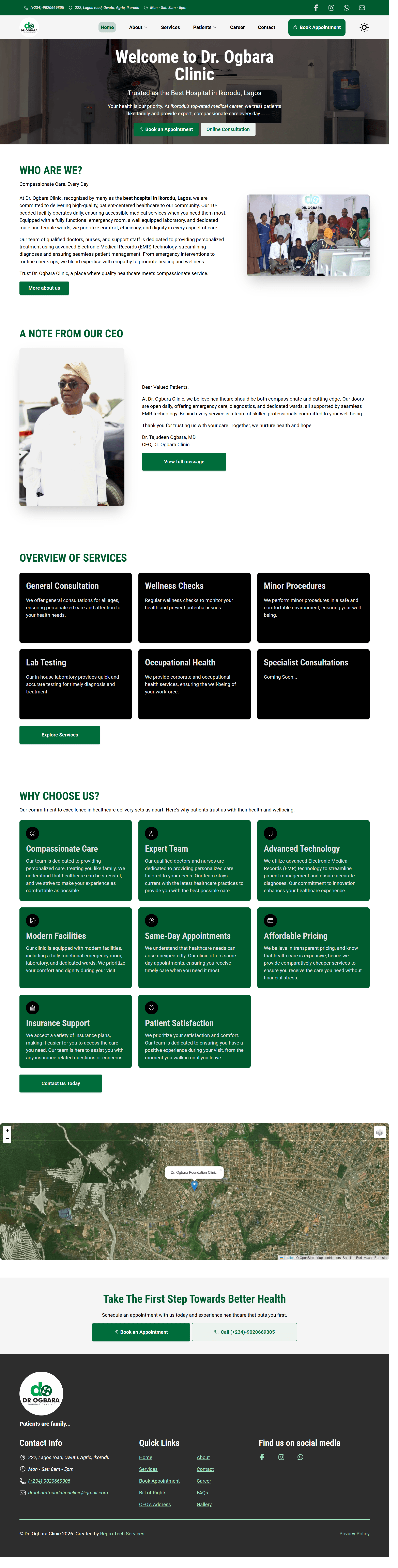 Dr Ogbara Clinic Website Development